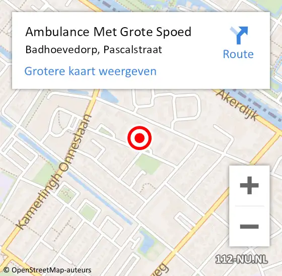 Locatie op kaart van de 112 melding: Ambulance Met Grote Spoed Naar Badhoevedorp, Pascalstraat op 25 mei 2024 19:13