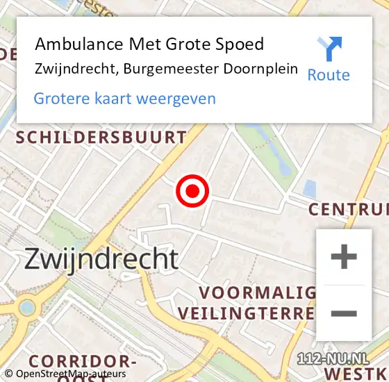 Locatie op kaart van de 112 melding: Ambulance Met Grote Spoed Naar Zwijndrecht, Burgemeester Doornplein op 25 mei 2024 19:21