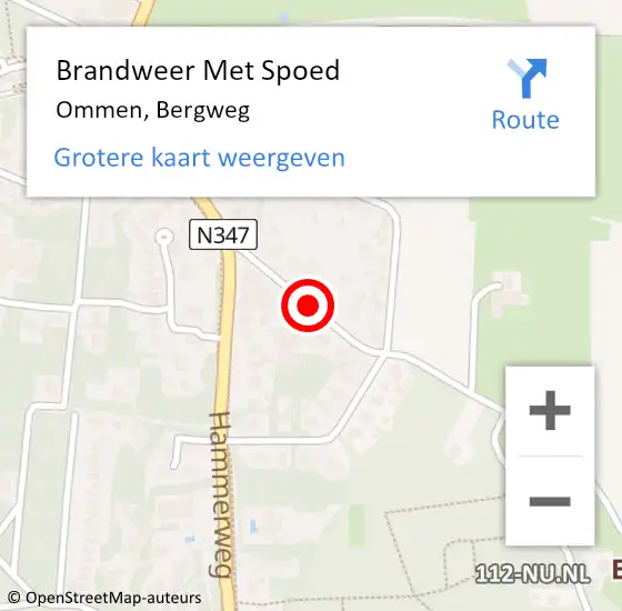 Locatie op kaart van de 112 melding: Brandweer Met Spoed Naar Ommen, Bergweg op 25 mei 2024 19:25