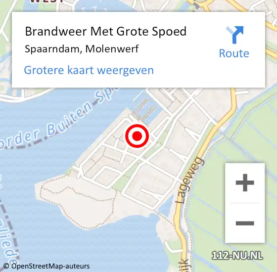 Locatie op kaart van de 112 melding: Brandweer Met Grote Spoed Naar Spaarndam, Molenwerf op 25 mei 2024 19:29