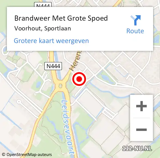 Locatie op kaart van de 112 melding: Brandweer Met Grote Spoed Naar Voorhout, Sportlaan op 25 mei 2024 19:46