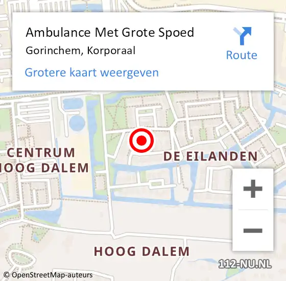 Locatie op kaart van de 112 melding: Ambulance Met Grote Spoed Naar Gorinchem, Korporaal op 25 mei 2024 19:59