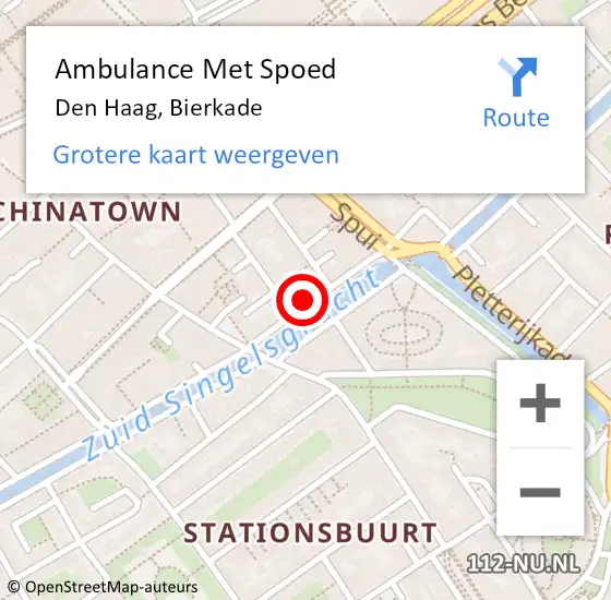 Locatie op kaart van de 112 melding: Ambulance Met Spoed Naar Den Haag, Bierkade op 25 mei 2024 20:00