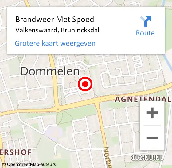 Locatie op kaart van de 112 melding: Brandweer Met Spoed Naar Valkenswaard, Bruninckxdal op 25 mei 2024 20:02