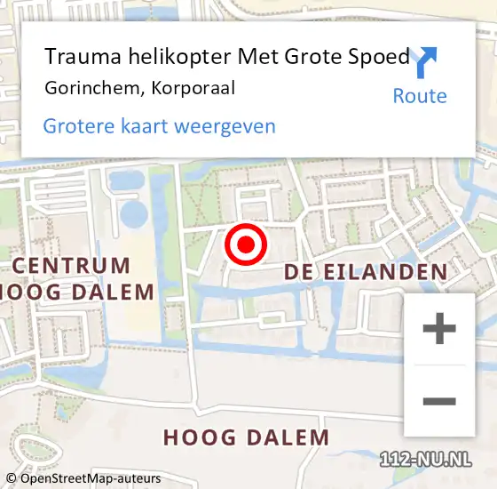 Locatie op kaart van de 112 melding: Trauma helikopter Met Grote Spoed Naar Gorinchem, Korporaal op 25 mei 2024 20:03