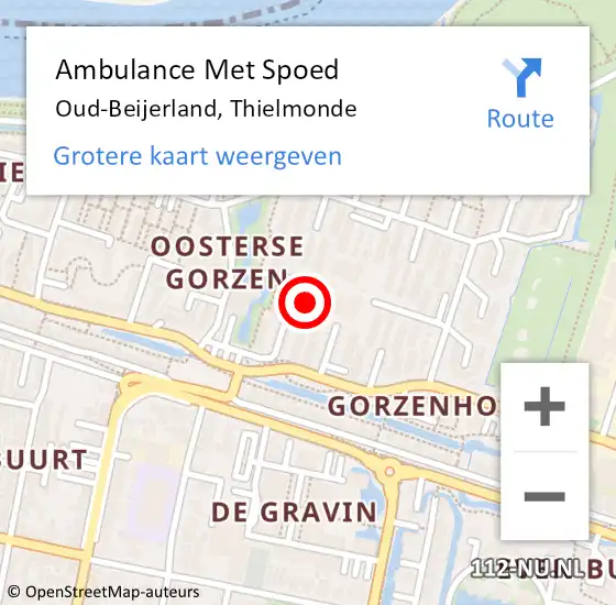 Locatie op kaart van de 112 melding: Ambulance Met Spoed Naar Oud-Beijerland, Thielmonde op 25 mei 2024 20:05