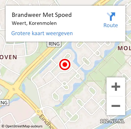 Locatie op kaart van de 112 melding: Brandweer Met Spoed Naar Weert, Korenmolen op 25 mei 2024 20:42