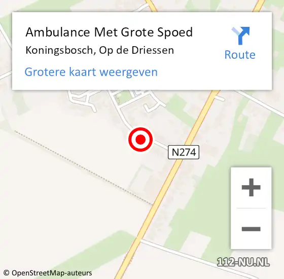 Locatie op kaart van de 112 melding: Ambulance Met Grote Spoed Naar Koningsbosch, Op de Driessen op 7 oktober 2014 09:17