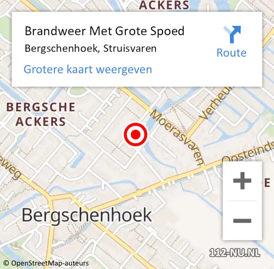 Locatie op kaart van de 112 melding: Brandweer Met Grote Spoed Naar Bergschenhoek, Struisvaren op 25 mei 2024 20:58