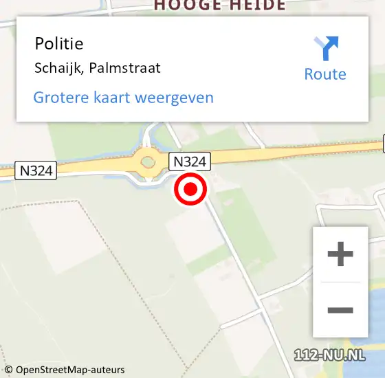 Locatie op kaart van de 112 melding: Politie Schaijk, Palmstraat op 25 mei 2024 20:58