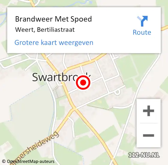 Locatie op kaart van de 112 melding: Brandweer Met Spoed Naar Weert, Bertiliastraat op 25 mei 2024 21:06