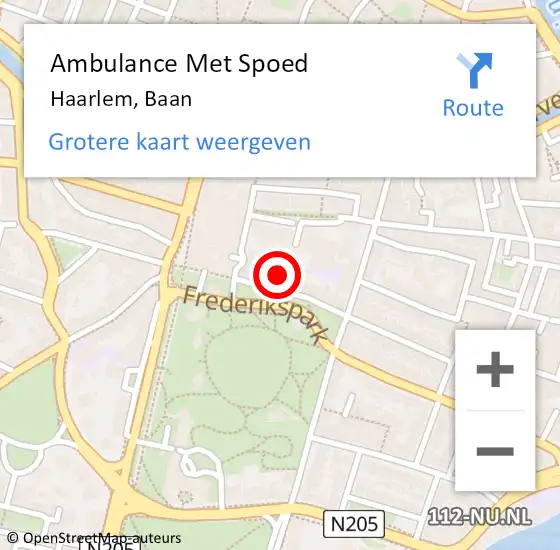 Locatie op kaart van de 112 melding: Ambulance Met Spoed Naar Haarlem, Baan op 25 mei 2024 21:15