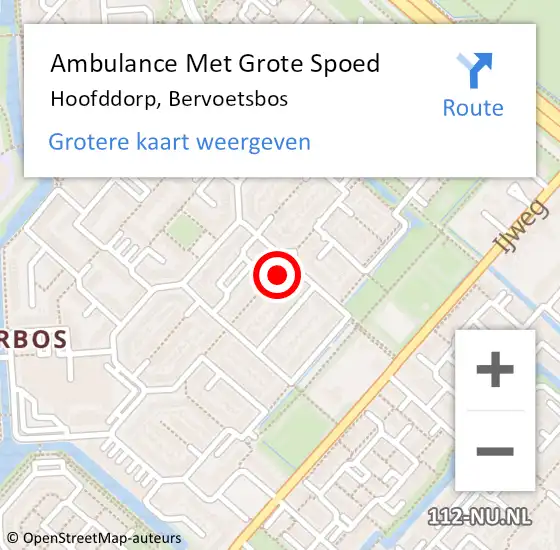 Locatie op kaart van de 112 melding: Ambulance Met Grote Spoed Naar Hoofddorp, Bervoetsbos op 25 mei 2024 21:16