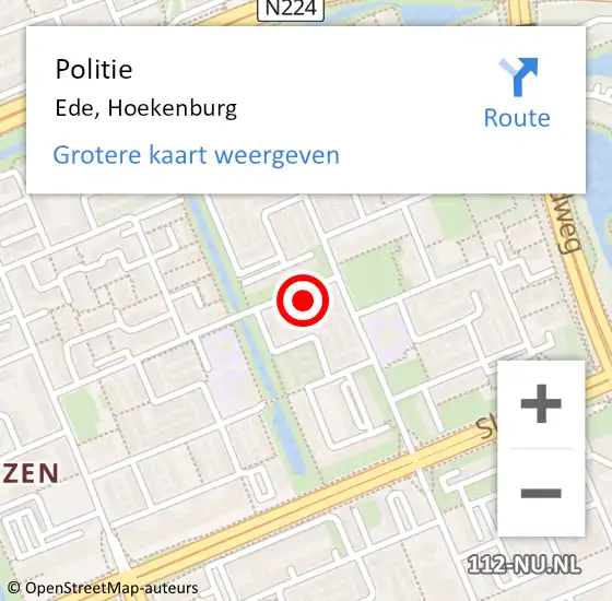 Locatie op kaart van de 112 melding: Politie Ede, Hoekenburg op 25 mei 2024 21:49