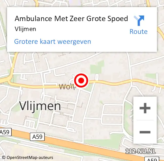 Locatie op kaart van de 112 melding: Ambulance Met Zeer Grote Spoed Naar Vlijmen op 25 mei 2024 22:02