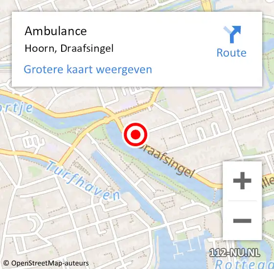 Locatie op kaart van de 112 melding: Ambulance Hoorn, Draafsingel op 25 mei 2024 22:04