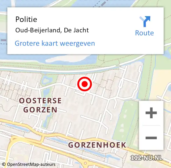 Locatie op kaart van de 112 melding: Politie Oud-Beijerland, De Jacht op 25 mei 2024 22:11