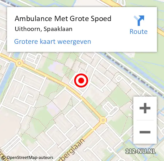 Locatie op kaart van de 112 melding: Ambulance Met Grote Spoed Naar Uithoorn, Spaaklaan op 25 mei 2024 22:33