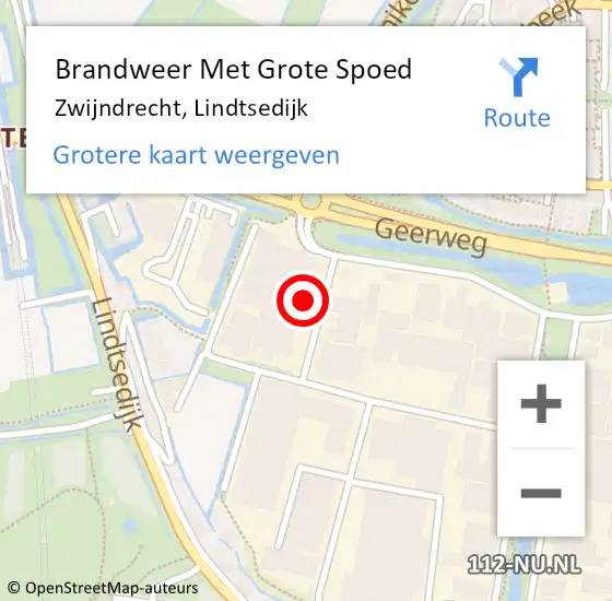 Locatie op kaart van de 112 melding: Brandweer Met Grote Spoed Naar Zwijndrecht, Lindtsedijk op 25 mei 2024 22:37