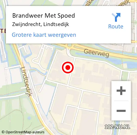 Locatie op kaart van de 112 melding: Brandweer Met Spoed Naar Zwijndrecht, Lindtsedijk op 25 mei 2024 22:42