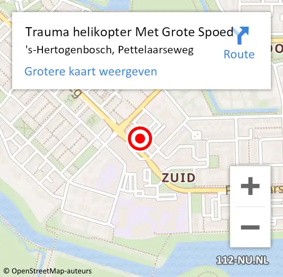 Locatie op kaart van de 112 melding: Trauma helikopter Met Grote Spoed Naar 's-Hertogenbosch, Pettelaarseweg op 25 mei 2024 22:53