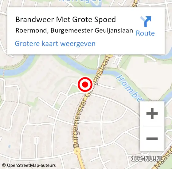 Locatie op kaart van de 112 melding: Brandweer Met Grote Spoed Naar Roermond, Burgemeester Geuljanslaan op 25 mei 2024 23:13