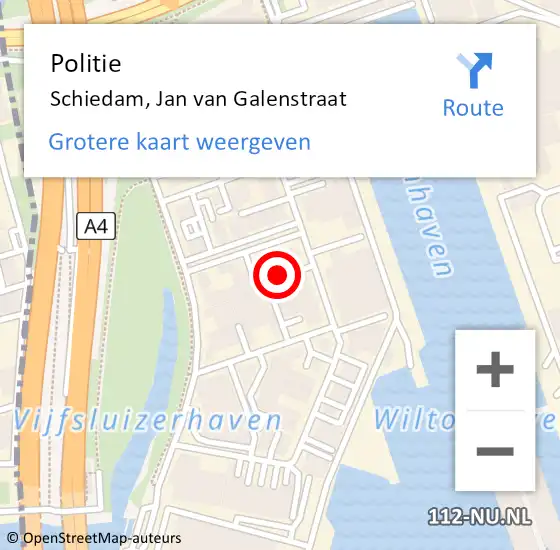 Locatie op kaart van de 112 melding: Politie Schiedam, Jan van Galenstraat op 25 mei 2024 23:27