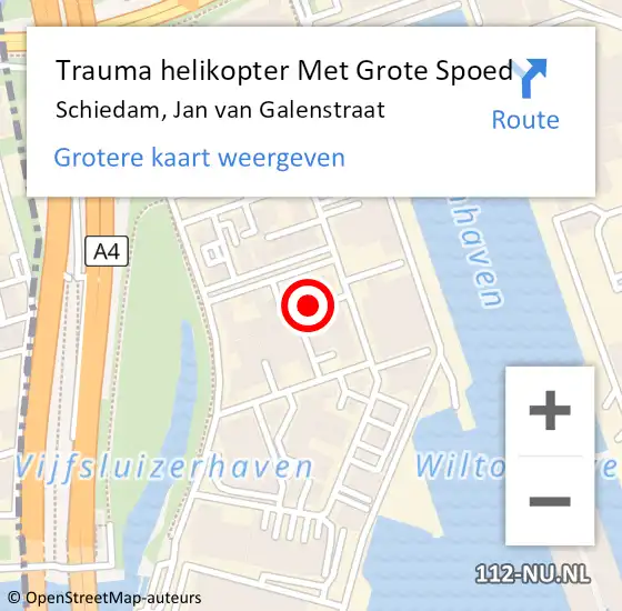 Locatie op kaart van de 112 melding: Trauma helikopter Met Grote Spoed Naar Schiedam, Jan van Galenstraat op 25 mei 2024 23:29