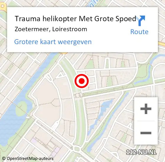 Locatie op kaart van de 112 melding: Trauma helikopter Met Grote Spoed Naar Zoetermeer, Loirestroom op 25 mei 2024 23:58