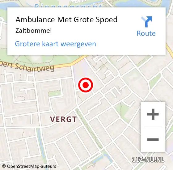 Locatie op kaart van de 112 melding: Ambulance Met Grote Spoed Naar Zaltbommel op 26 mei 2024 00:07