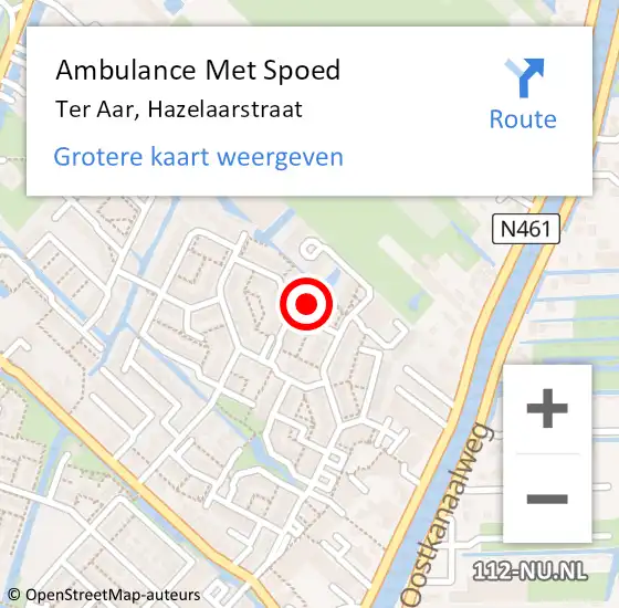 Locatie op kaart van de 112 melding: Ambulance Met Spoed Naar Ter Aar, Hazelaarstraat op 26 mei 2024 00:15