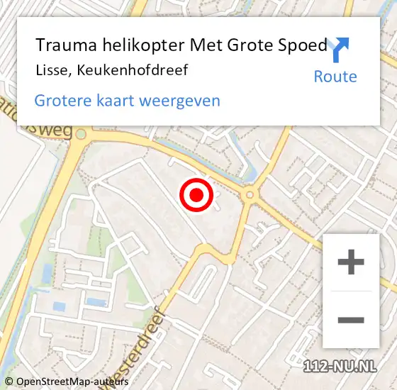 Locatie op kaart van de 112 melding: Trauma helikopter Met Grote Spoed Naar Lisse, Keukenhofdreef op 26 mei 2024 00:20