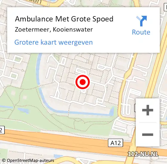 Locatie op kaart van de 112 melding: Ambulance Met Grote Spoed Naar Zoetermeer, Kooienswater op 26 mei 2024 00:32