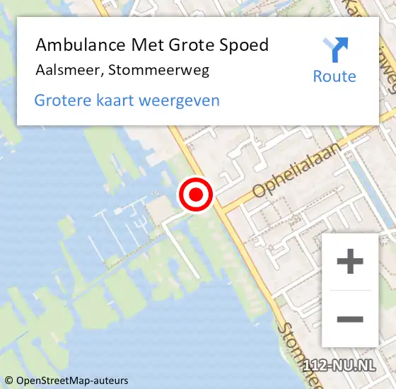 Locatie op kaart van de 112 melding: Ambulance Met Grote Spoed Naar Aalsmeer, Stommeerweg op 26 mei 2024 00:56