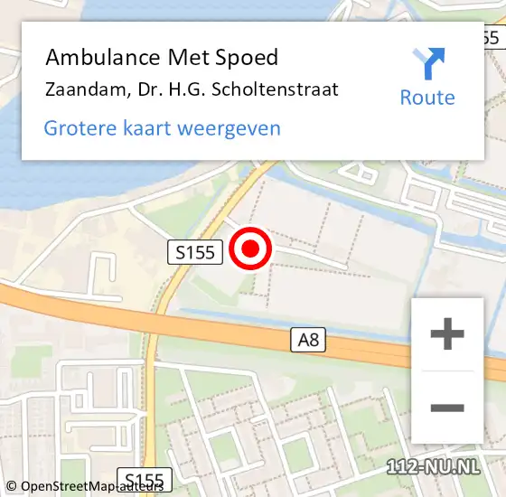 Locatie op kaart van de 112 melding: Ambulance Met Spoed Naar Zaandam, Dr. H.G. Scholtenstraat op 26 mei 2024 01:05