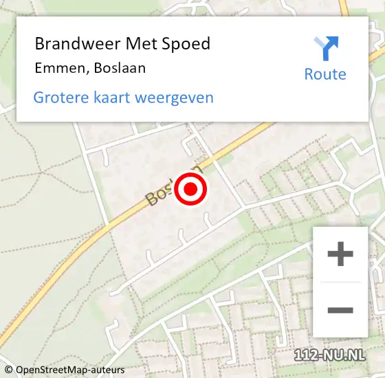 Locatie op kaart van de 112 melding: Brandweer Met Spoed Naar Emmen, Boslaan op 26 mei 2024 01:32