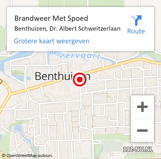 Locatie op kaart van de 112 melding: Brandweer Met Spoed Naar Benthuizen, Dr. Albert Schweitzerlaan op 26 mei 2024 01:44