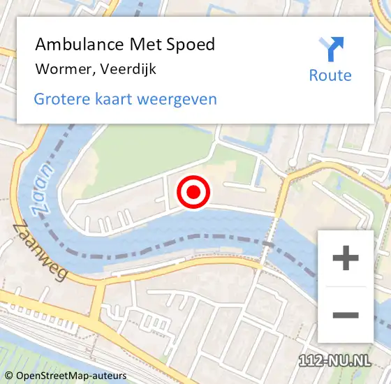 Locatie op kaart van de 112 melding: Ambulance Met Spoed Naar Wormer, Veerdijk op 26 mei 2024 01:53