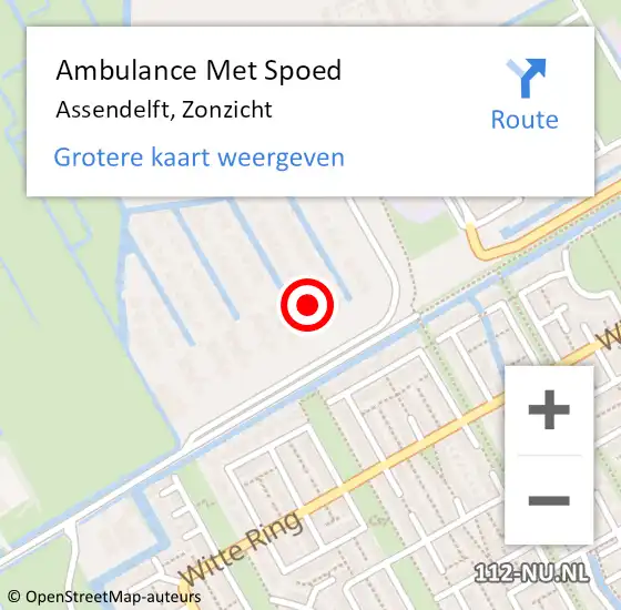 Locatie op kaart van de 112 melding: Ambulance Met Spoed Naar Assendelft, Zonzicht op 26 mei 2024 02:21