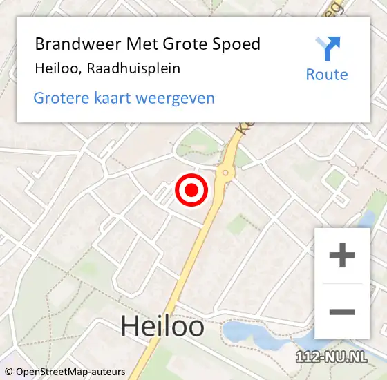 Locatie op kaart van de 112 melding: Brandweer Met Grote Spoed Naar Heiloo, Raadhuisplein op 7 oktober 2014 09:41