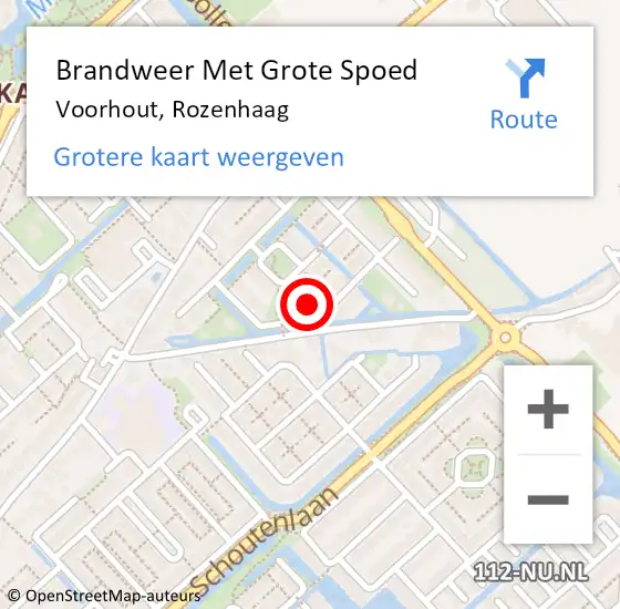 Locatie op kaart van de 112 melding: Brandweer Met Grote Spoed Naar Voorhout, Rozenhaag op 26 mei 2024 03:20