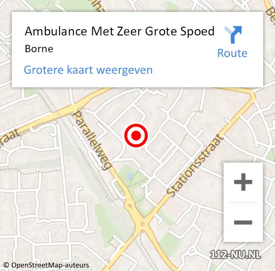 Locatie op kaart van de 112 melding: Ambulance Met Zeer Grote Spoed Naar Borne op 26 mei 2024 05:01