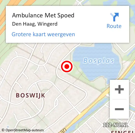 Locatie op kaart van de 112 melding: Ambulance Met Spoed Naar Den Haag, Wingerd op 26 mei 2024 05:24