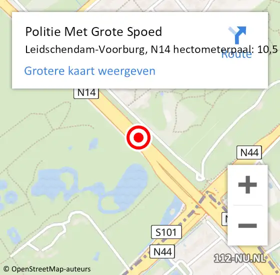 Locatie op kaart van de 112 melding: Politie Met Grote Spoed Naar Leidschendam-Voorburg, N14 hectometerpaal: 10,5 op 26 mei 2024 06:03