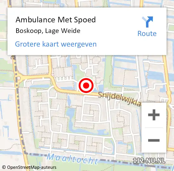 Locatie op kaart van de 112 melding: Ambulance Met Spoed Naar Boskoop, Lage Weide op 26 mei 2024 06:12