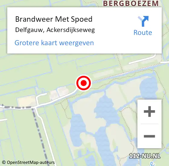 Locatie op kaart van de 112 melding: Brandweer Met Spoed Naar Delfgauw, Ackersdijkseweg op 26 mei 2024 08:43