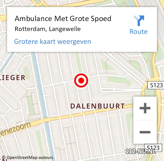 Locatie op kaart van de 112 melding: Ambulance Met Grote Spoed Naar Rotterdam, Langewelle op 26 mei 2024 08:54