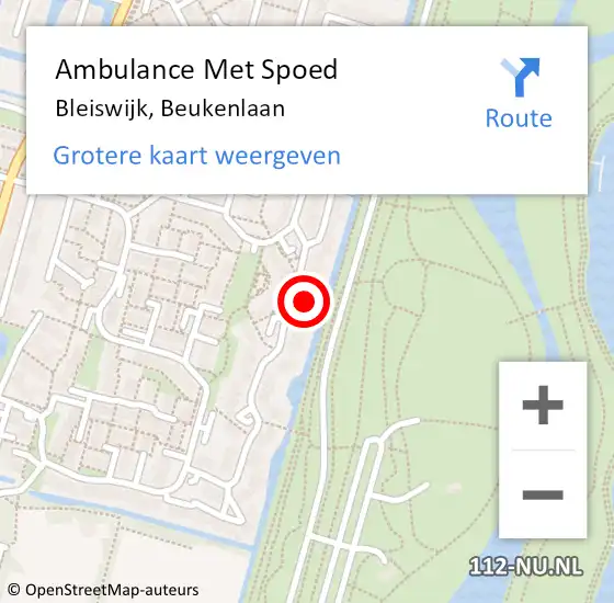 Locatie op kaart van de 112 melding: Ambulance Met Spoed Naar Bleiswijk, Beukenlaan op 26 mei 2024 09:06