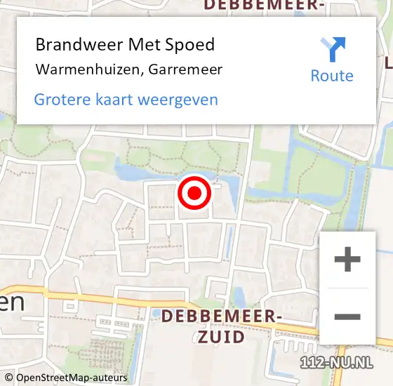 Locatie op kaart van de 112 melding: Brandweer Met Spoed Naar Warmenhuizen, Garremeer op 26 mei 2024 09:09