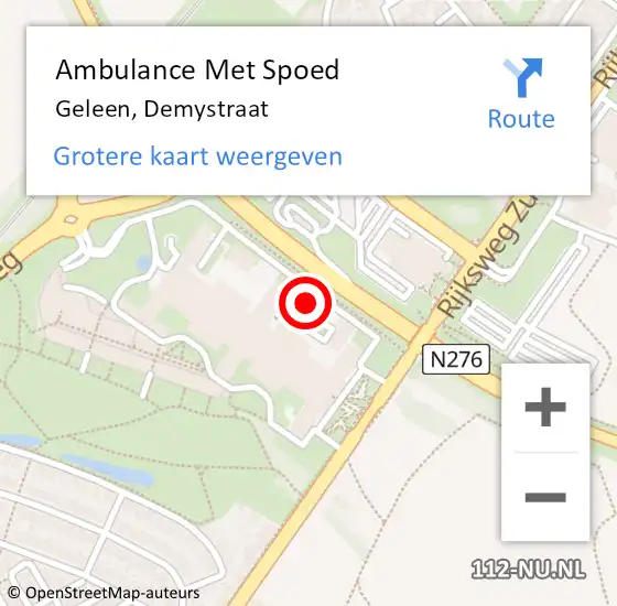 Locatie op kaart van de 112 melding: Ambulance Met Spoed Naar Geleen, Demystraat op 26 mei 2024 09:32